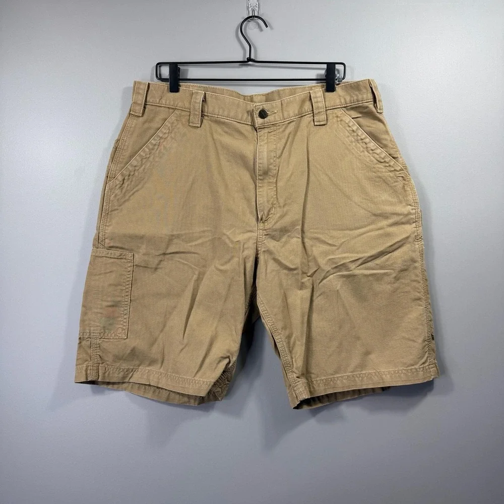 Carhartt Cargo Shorts Mens 38 Beige Canvas Carpenter Workwear Original Fit